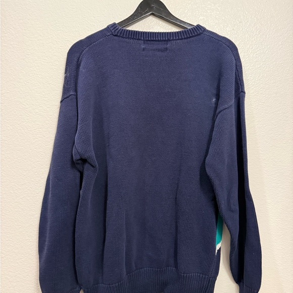 90s Vintage Navy Knit Home Run Preppy Men’s Baseball Sweater M 21x27 - Picture 4 of 5